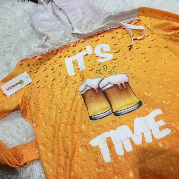 NWT NewCosplay "Its Beer TIme" 3D Graphic Hoodie - Picture 1 of 3